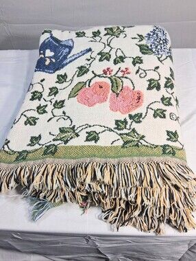 Goodwin Weavers 64" x 48" Cotton Jacquard Garden Layout Cottagecore Throw